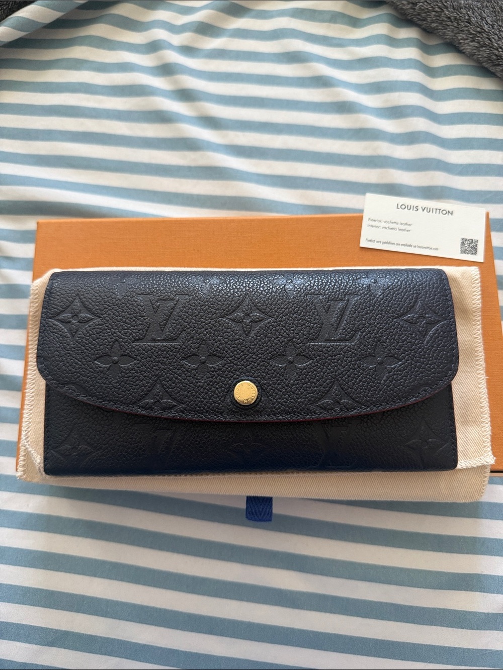 (Authentic) Louis Vuitton Navy Monogram Empreinte Continental Wallet